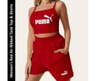 Women's Red Air Ribbed Tank Top & Shorts